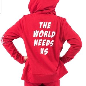 - PLW Red Hoodie "The World Needs Us" Sz 6x